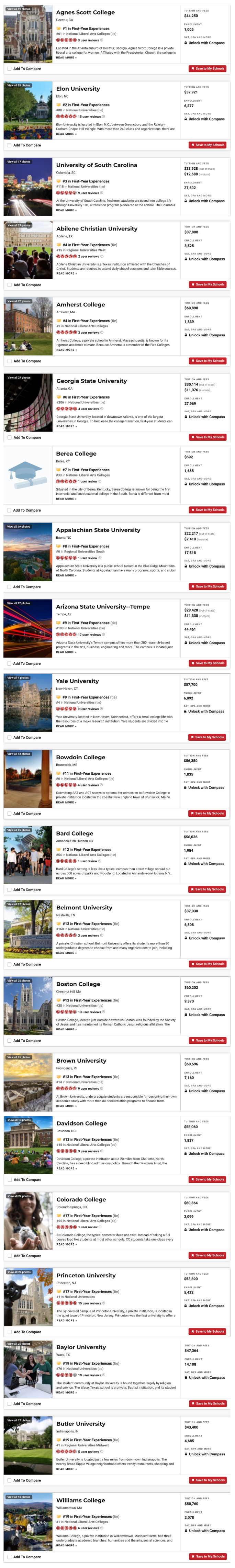 美国大学排名方法,美国大学排名